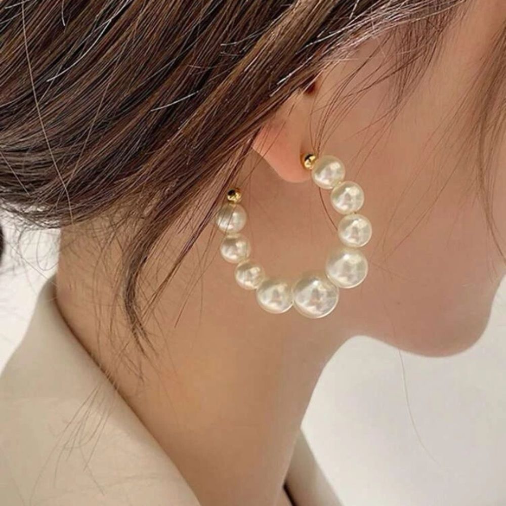 3for$20 NEW Faux Pearl Decor Hoop Earrings